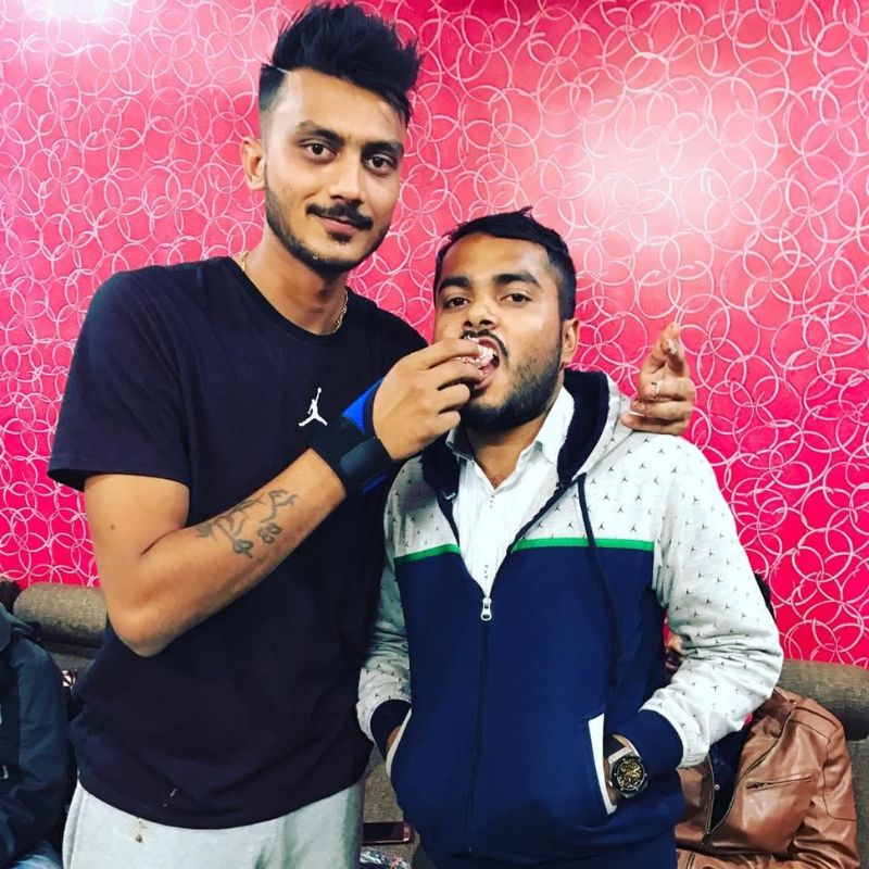 Axar Patel with his childhood friend